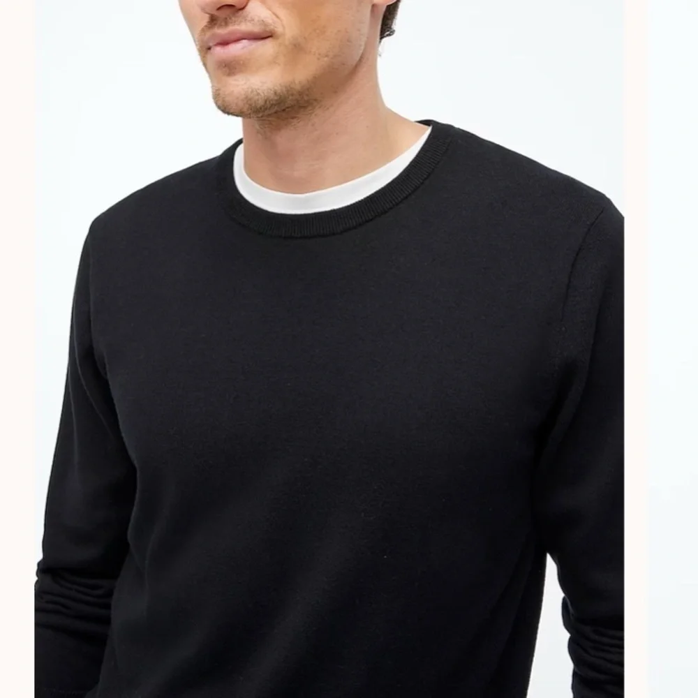 J. Crew Factory Men's Black‎ 100% Cotton Crewneck Sweater-Tee Preppy Classic XL